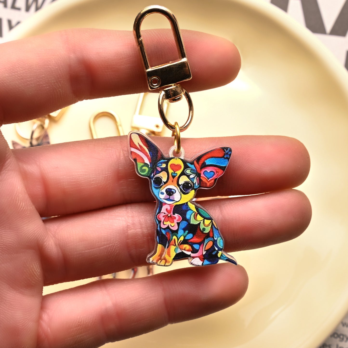 Animal Theme Cartoon Cat Puppy Acrylic Keychain