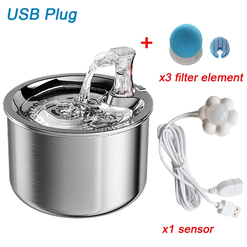 freshflow cat dog pet water fountain dispenser with fiklters and sensor
