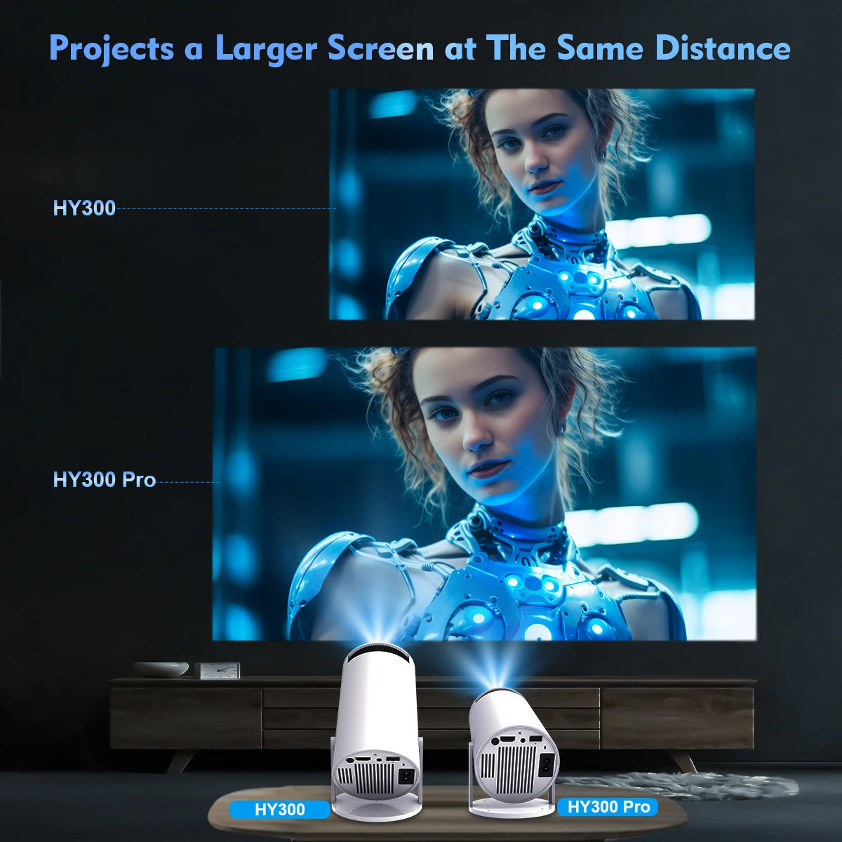 mini projector hy300 pro projector short throw 4k home theater screen video LCD android smart hy300 portable projectors Outdoors Mini Video Projector Home Theater Portable 130inch Screen Projection Display WIFI BT HY300 Pro Smart Projectors