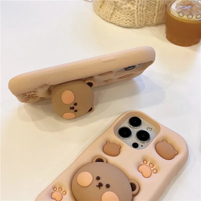 cute bear phone case iphone stand