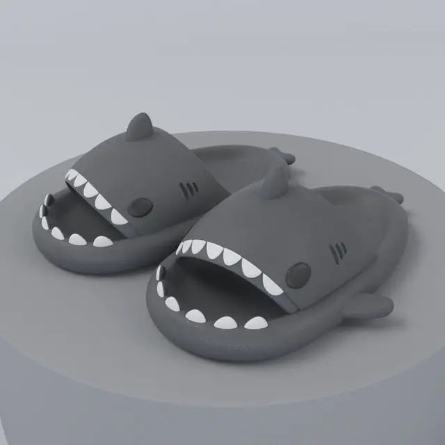 grey shark slippers for kids and adults1