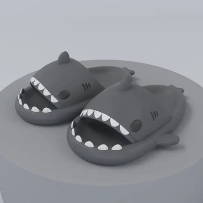 grey shark slippers for kids and adults1