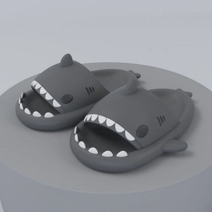 grey shark slippers for kids and adults