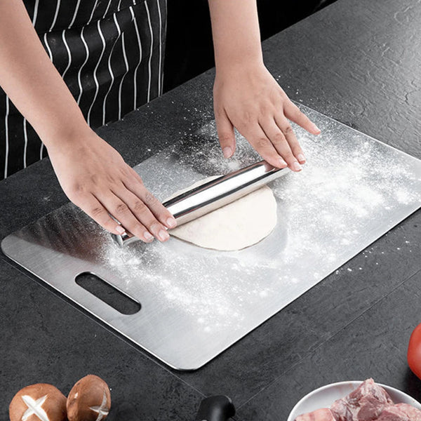 stainless steel cutting board rolling dough